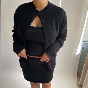 Djerf Avenue Button Up Cardigan Black Small